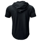 Men's Short-sleeved T-shirts for Sports and Fitness American-style Henley Shirt Hooded Top