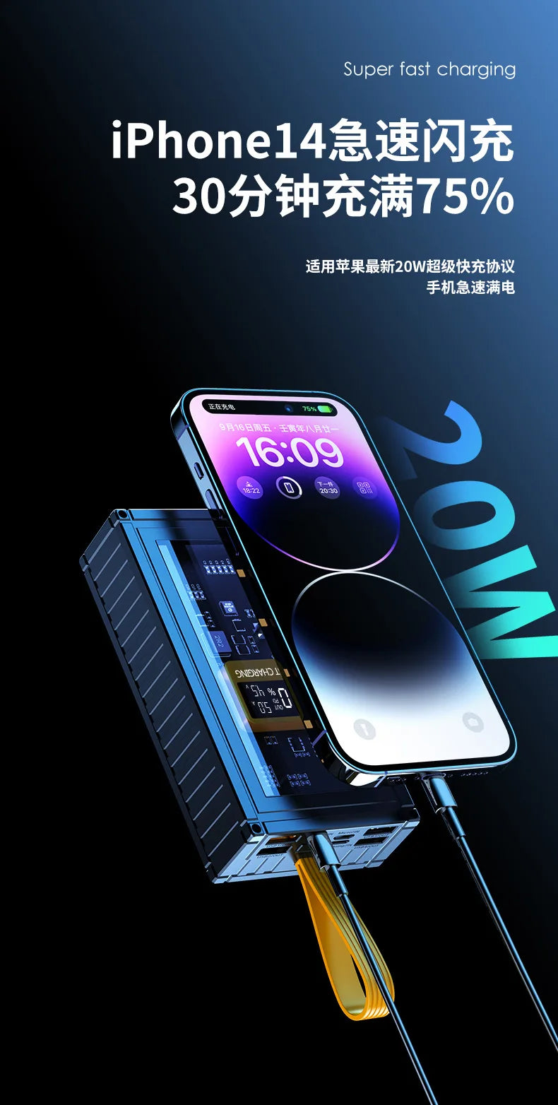 PowerBank 50000mAh 30000mAh 20000mAh Spare battery Portable Charger Mobile External Battery Fast charging For Camping iPhone