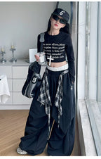 Pants Two Pieces Set Grid Trousers Tops Suits Casual Daily Childrens Clothes 2025 New Fashionable Children Autumn Clothing Girls