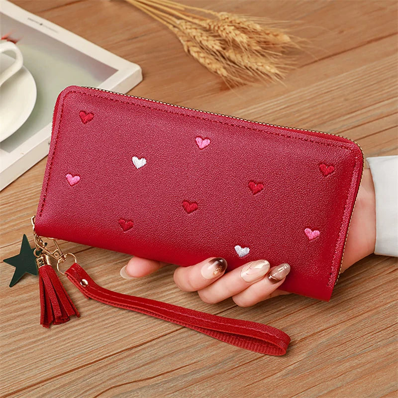 Women Long Wallets Purses Luxury Love Heart Wallets for Ladies Girl Money  Pocket Card Holder Female Wallets Phone Clutch Bag