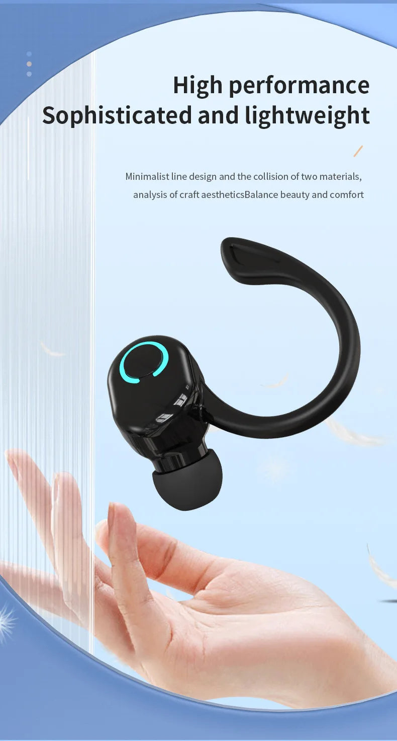 Bluetooth 5.2 Business Wireless Headphone Ear-Hook Mini HIFI Bass Noise Cancelling Earphone With Mic Sport Game Headset