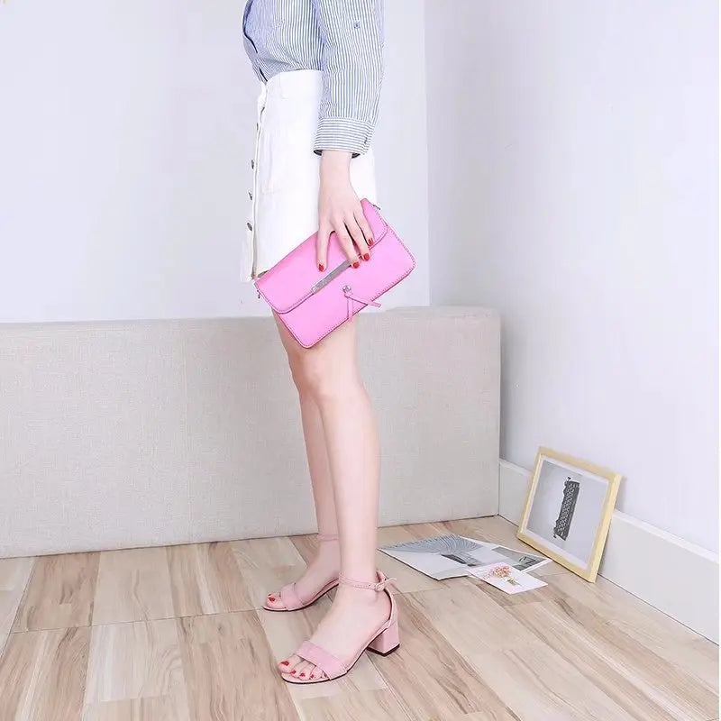 Heeled Sandals Women 2024 Elegant Woman Shoes with Low Heels Luxury Designer Block Heel Sexy Best Selling Products