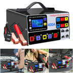400A Car Battery Charger 220W Heavy Duty Smart Battery Charger 12V/24V Battery High Power Fast Charger Self-Stop Battery Charger