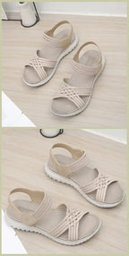 Women's Sandals Summer Casual Non-Slip PU Light Comfort Elastic Soft MD Platform Wedges High Heels Beach Shoes Woman
