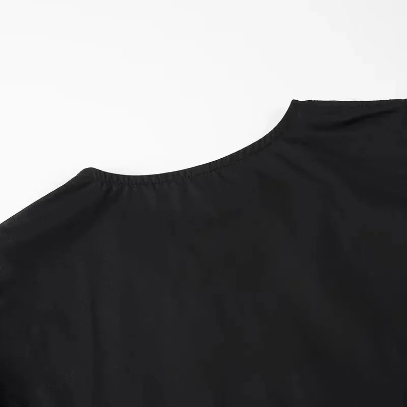 MUJER Ruffle Blouses Woman Puff Sleeve Shirts and Blouses for Women White Black Ruched Crop Top Female Ruched Women's Blouse