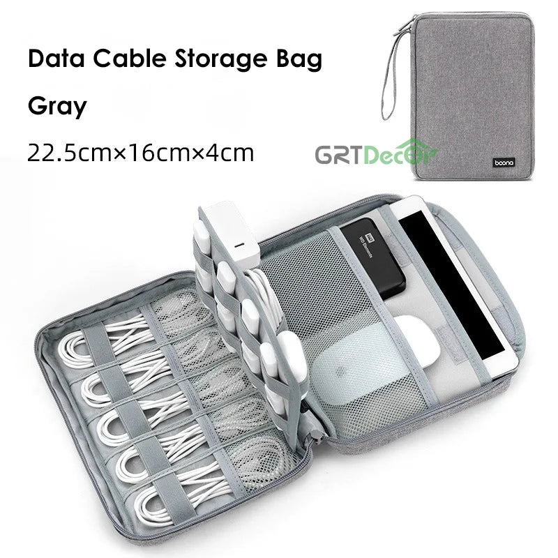 Electronics Protective Storage Bags for Cable Organizer Bag Handheld Tech Pouch for Tablet Phones & Power Banks Organizador Case