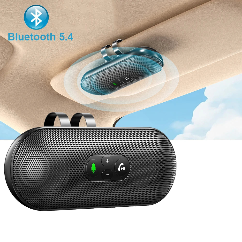 Bluetooth 5.4 Handsfree Speaker Sun Visor Clip Speakerphone Handsfree Car Kit MP3 Music Player Audio Receiver Visor Clip
