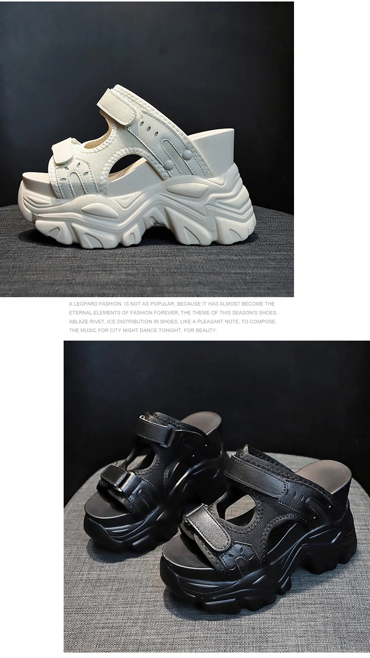 Women Slippers Female Sandals 10CM High Heels Ladies High Platform Beach Slides New 2025 Summer Chunky Flip Flops Woman