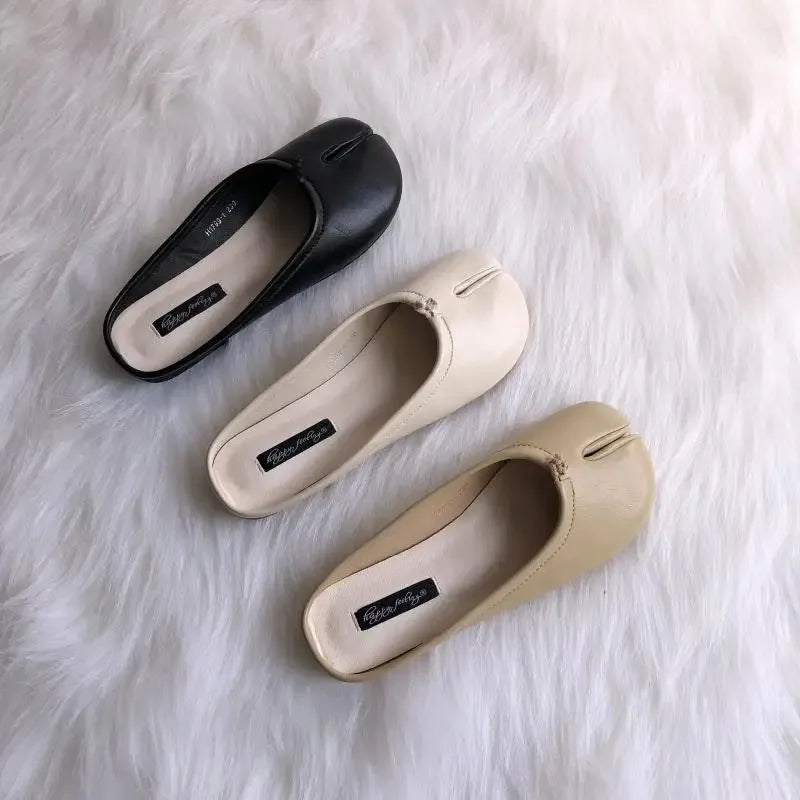 Flat Shoes Woman Microfiber Leather Comfy Flats Split Toe Slippers Soft Bottom Loafers Brief Ladies Trotter Moccasins 2025 ﻿