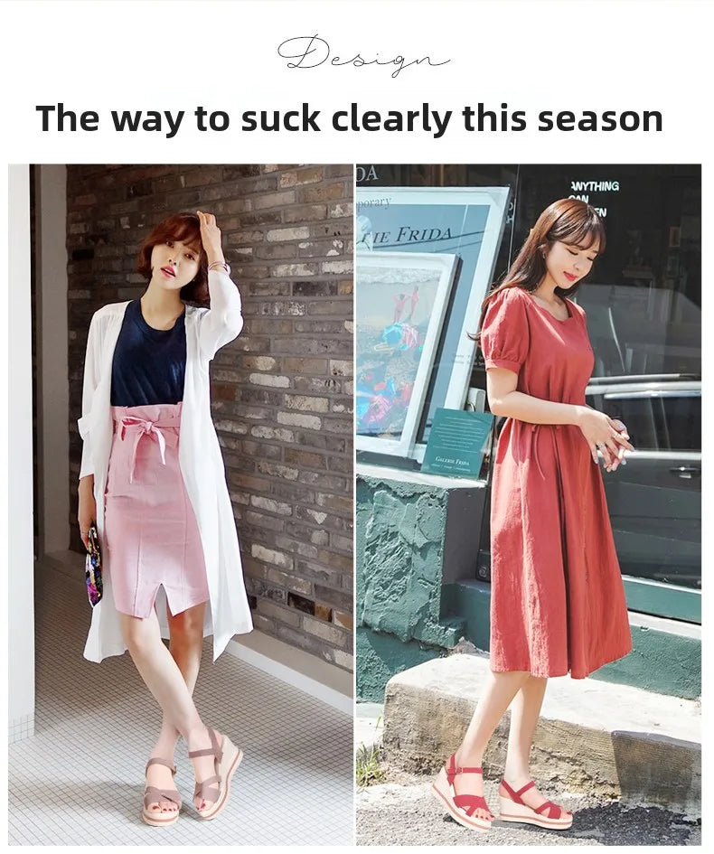 Women's Sandals Mix Color Wedges Heels Sandals Summer 2025 Shoes Woman Heeled Sandals Platform Summer Shoes Women Block Footwear