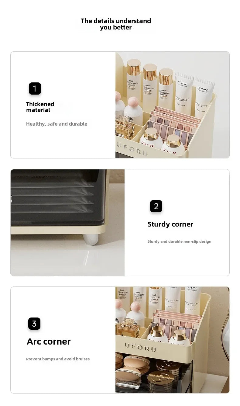 Cosmetics Storage Box Household Dressing Table Advanced Sense Large Capacity Lipstick Skin Care Compartment Shelf