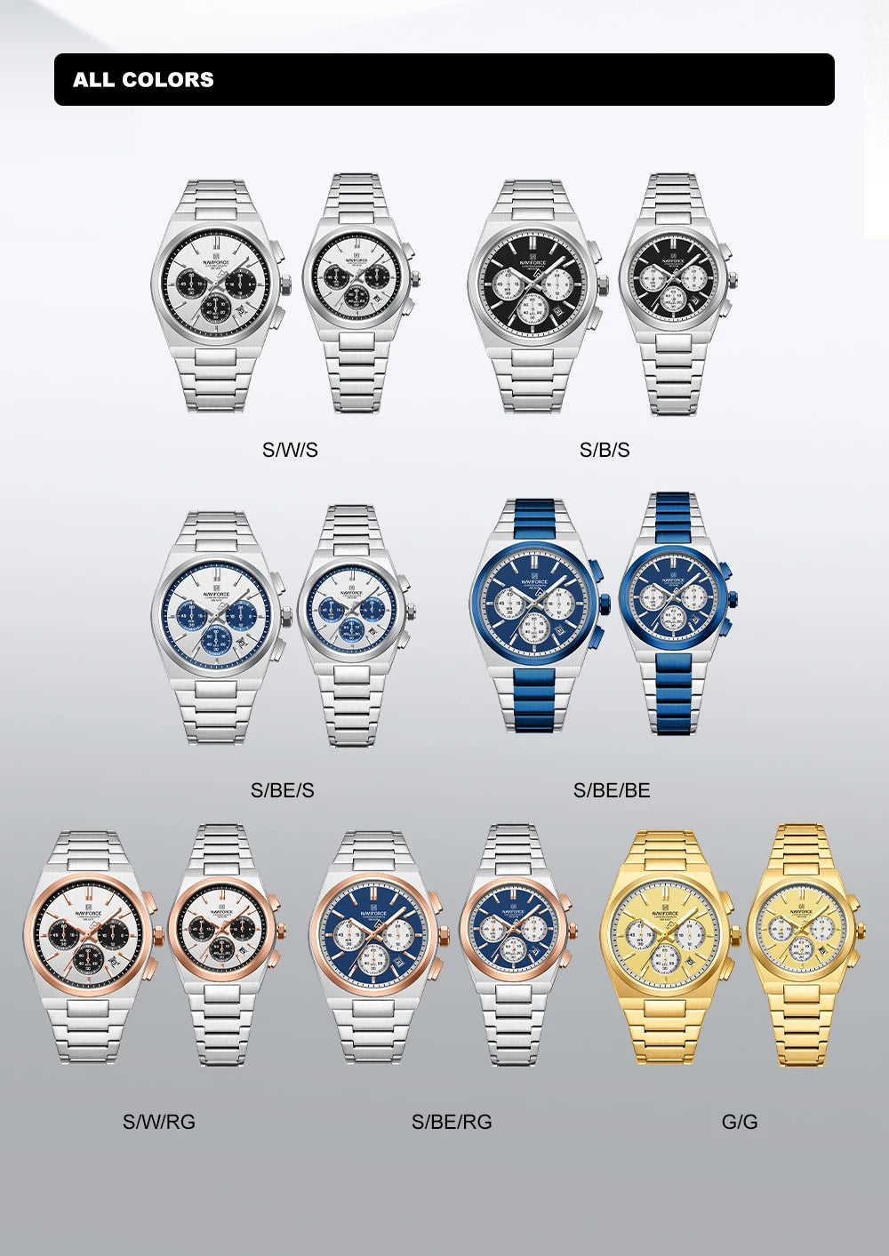 NAVIFORCE Luxury Couple Watches Set - Men's And Women's Fashion Quartz Wristwatches Waterproof Stainless Steel 2025 New Arrival