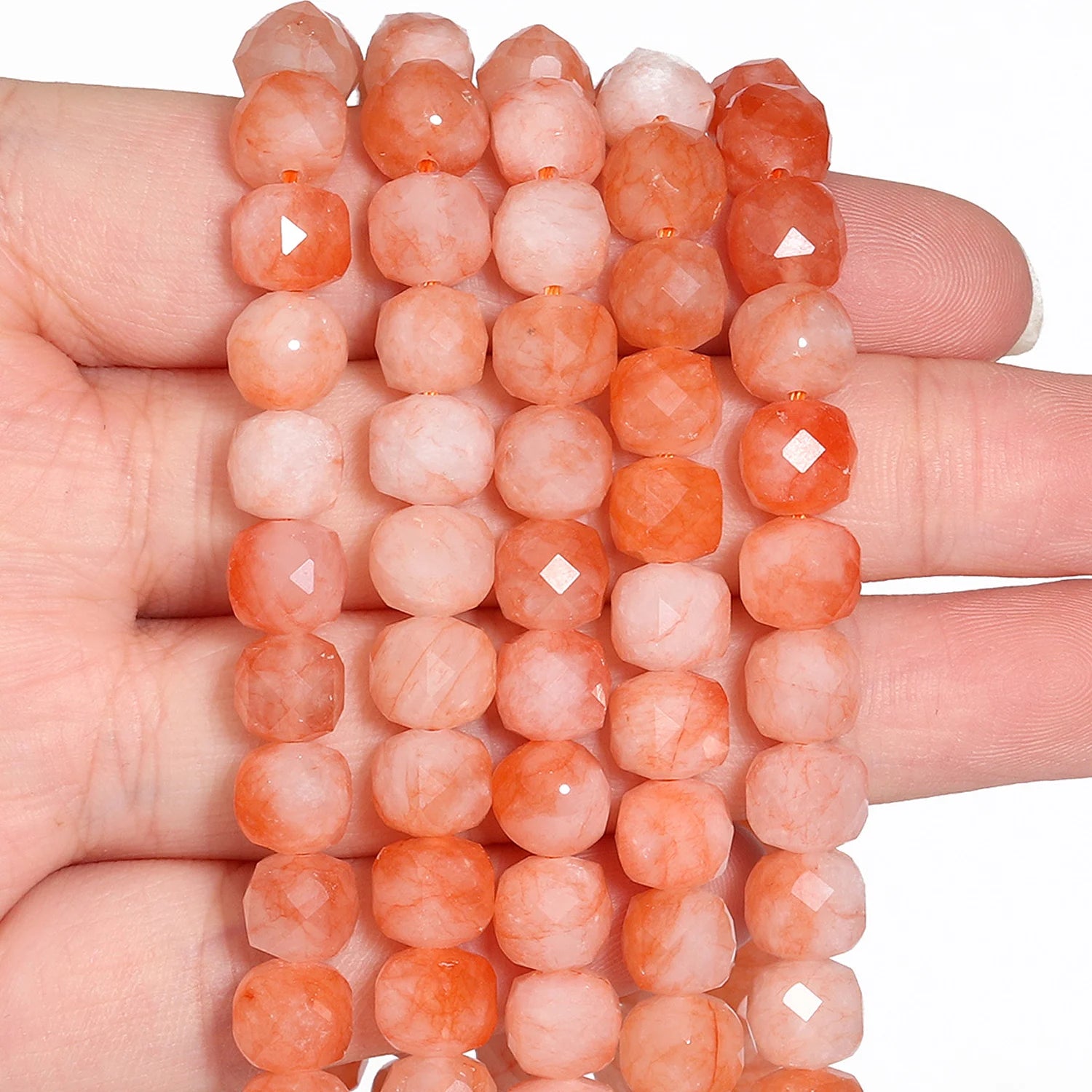 7-8mm Faceted Cube Beads Tourmaline Picture Jasper Agate Turquoise Amethyst Stone Beads for Jewelry Making Diy Accessories