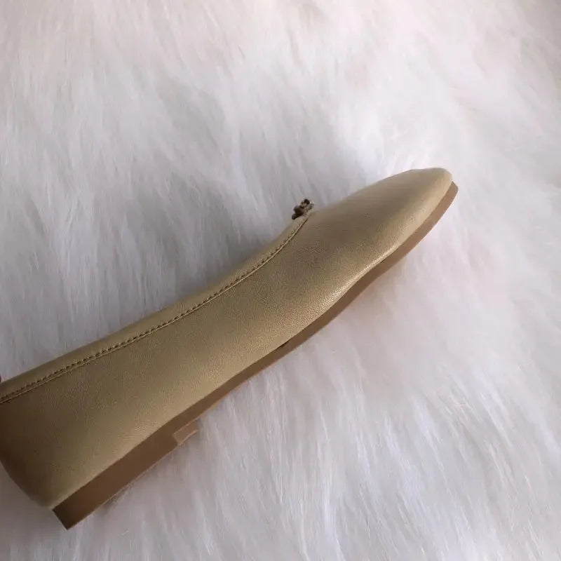 Flat Shoes Woman Microfiber Leather Comfy Flats Split Toe Slippers Soft Bottom Loafers Brief Ladies Trotter Moccasins 2025 ﻿