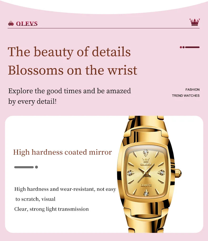OLEVS 7006 Women's Watches Top Brand Luxury Original Quartz Montres Femmes Waterproof Tungsten Steel Case Strap Luminous Date