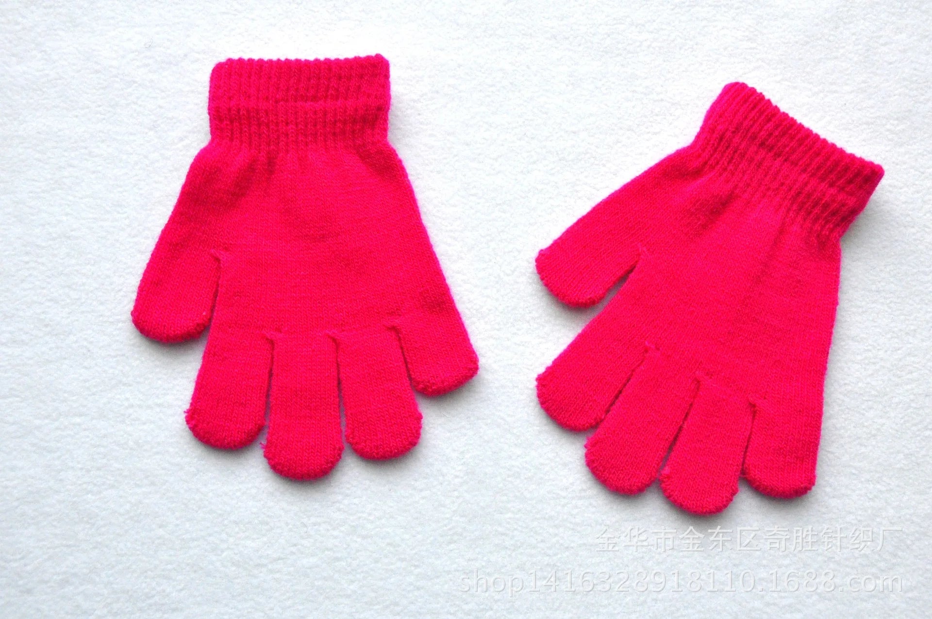 Winter 4-11 Year Old Children's Writing Cold-proof Warm Gloves Solid Color Knitted Wool Acrylic Full-finger Split-finger Gloves