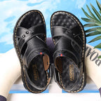 Men's Leather Summer Sandals 2025 Non-slip Thick-soled Comfort Soft Outdoor Beach Slippers