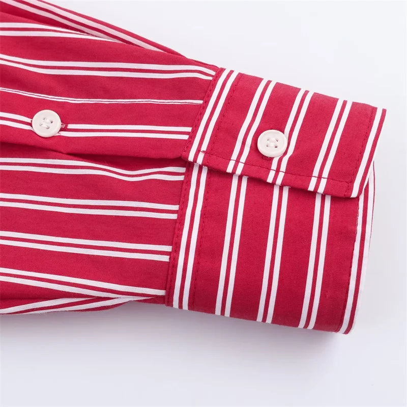 Women's shirt new striped silk loose shirt autumn fashion design women's casual top