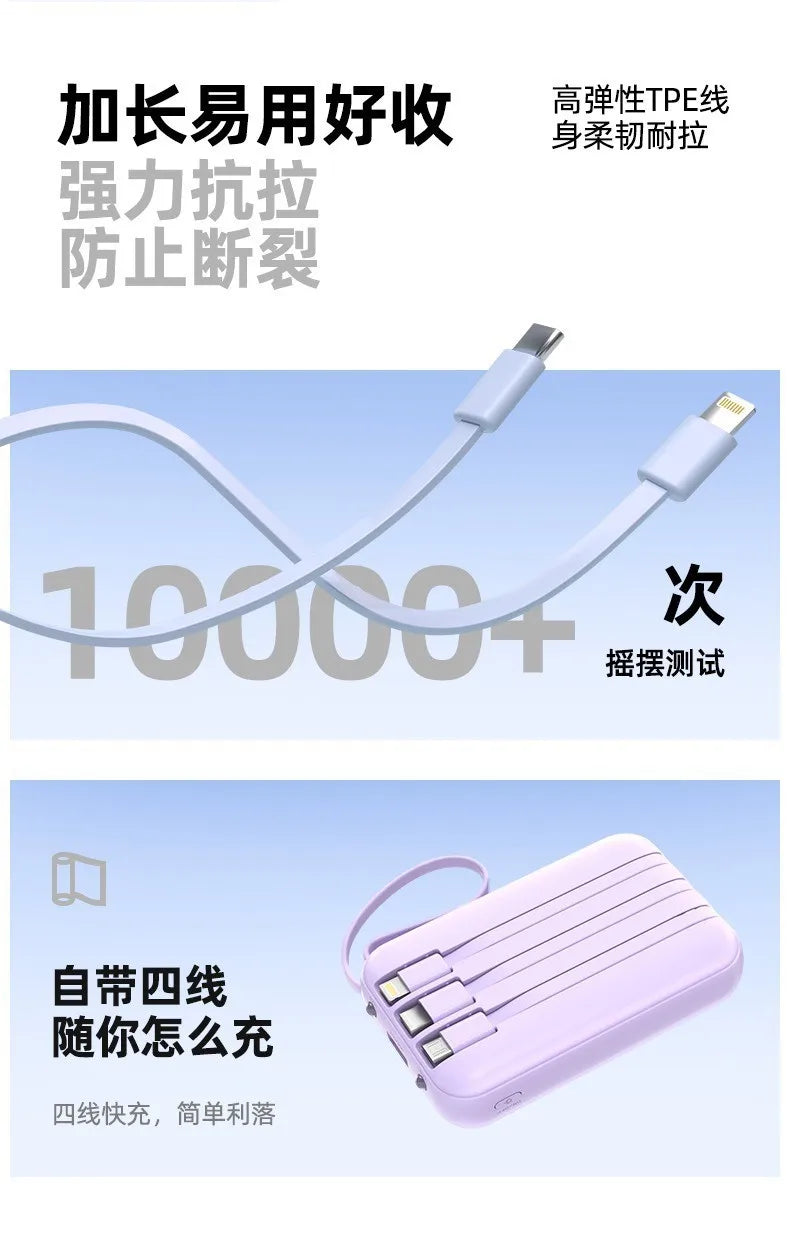120W Power Bank Super Fast Charging 20000mAH Large Capacity 4 Cables Portable 22.5W Mobile Source Battery Mini