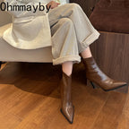 High Heel Women Ankle Boots Fashion Pointed Toe Autumn Winter Ladies Elegant Mordern Short Booties