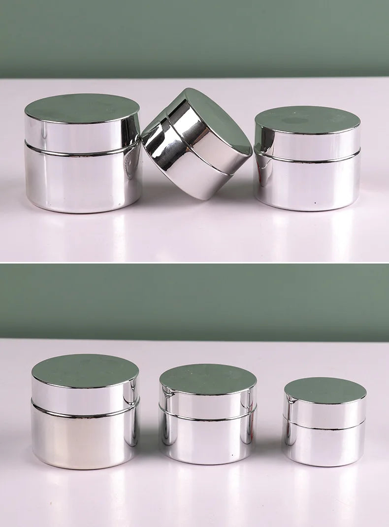 Cosmetic Jar 5-50g Face Cream Glass Bottle Silver Glass Cream Jar Cosmetic Container Empty Nail Glue Jar Travel Makeup Container