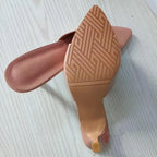 Women's Slippers 2025 New Summer Slim Heel Pointed Toe Worn with A Straight Drag Patent Leather High-heeled Slippers for Womens