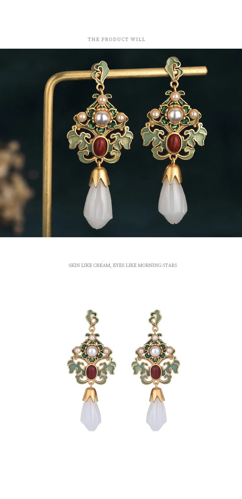 Earrings for Women Trendy Gold Color Drop Earrings Enamel Flower Hanging Earrings Chinese Style Jewelry Girl Party Gift Earrings