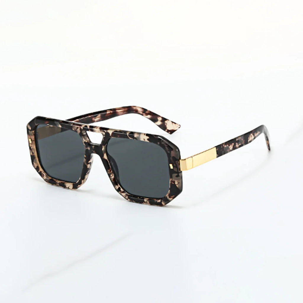 Sunglasses Men Art Geometry Double Frame Glasses Double Beam Glasses Square Frame Modern Minimalist Commuting Items