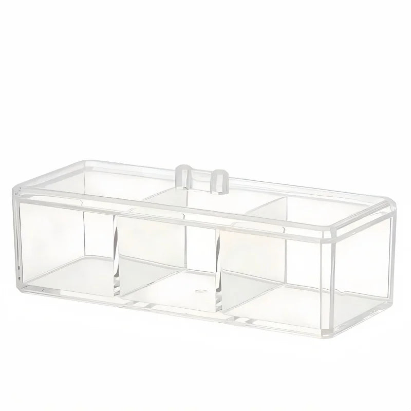 1pc Cosmetics Storage Box, Minimalist Clear 3 Grids Cosmetics Container For Home, For  Bathroom Collection, Bedroom Collection,