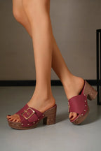 Women Slippers 2025 Summer New Fashion Elegant Soft Platform Shoes Ladies Chunky Heels Buckle Designer Slippers