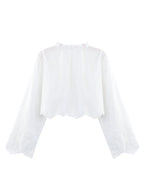 Embroidered Blouse Top Boho Chic Hawaiian Summer Vintage Ruffle Crop Shirts Female Elegant Women's Shirt Tops Woman 2025