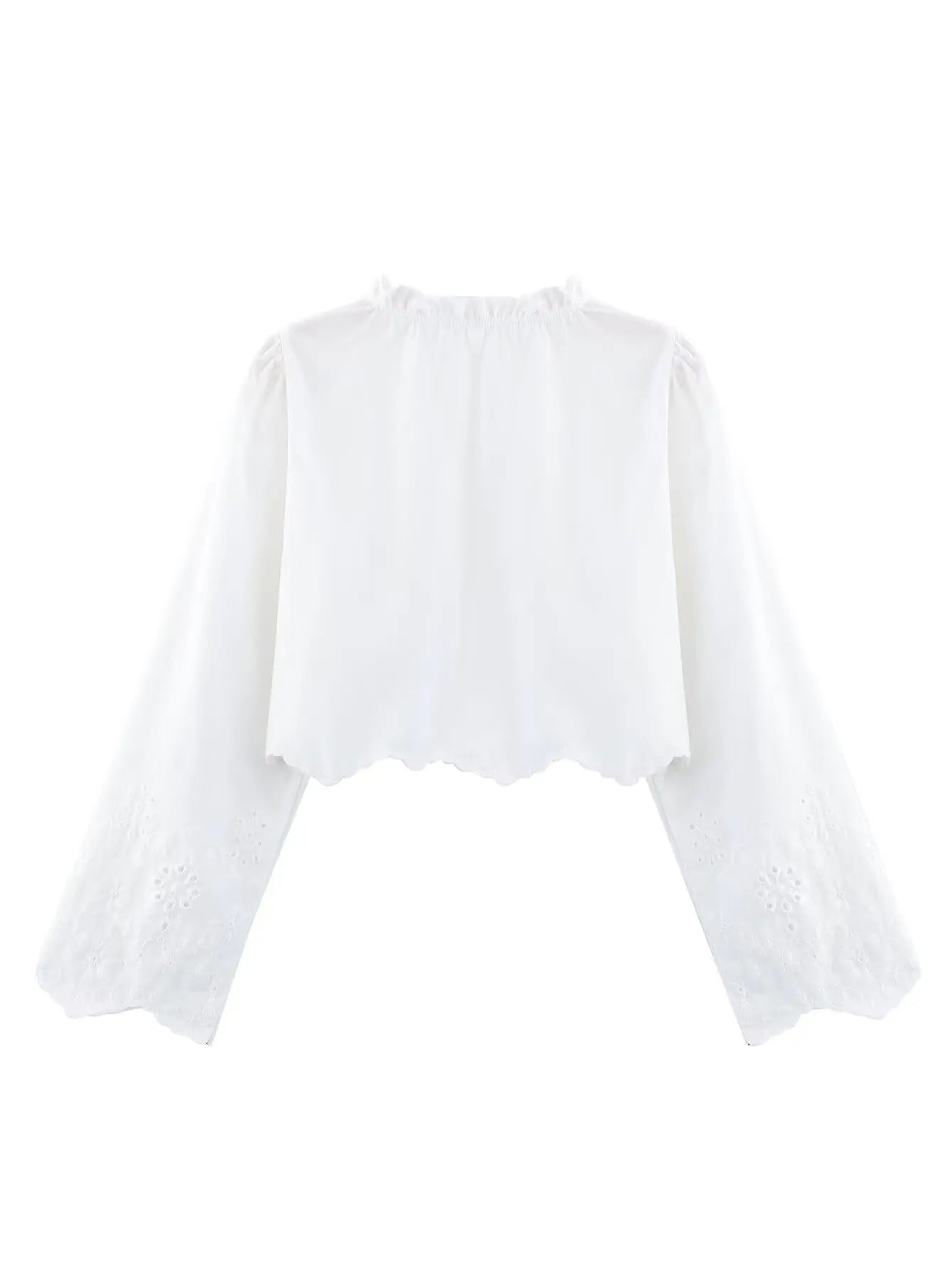 Embroidered Blouse Top Boho Chic Hawaiian Summer Vintage Ruffle Crop Shirts Female Elegant Women's Shirt Tops Woman 2025