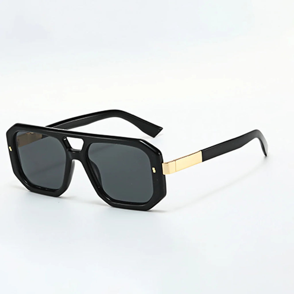 Sunglasses Men Art Geometry Double Frame Glasses Double Beam Glasses Square Frame Modern Minimalist Commuting Items