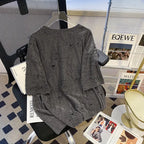 Embroidered Holes Short Sleeve T-Shirt Women Summer New Top