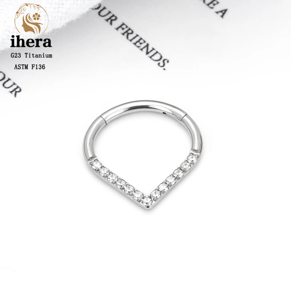 G23 Titanium F136 Water Drop Nose Septum Clicker Ring 16G CZ Hinged Segment Earring Ear Cartilage Daith Helix Piercing Jewelry