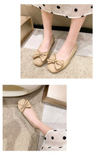 Women's 2025 Shallow Mouth Flats with Bow Soft Soled Summer Slope Heel Super Soft Lazy Shoes Low Cut Comfort Ladies Flats