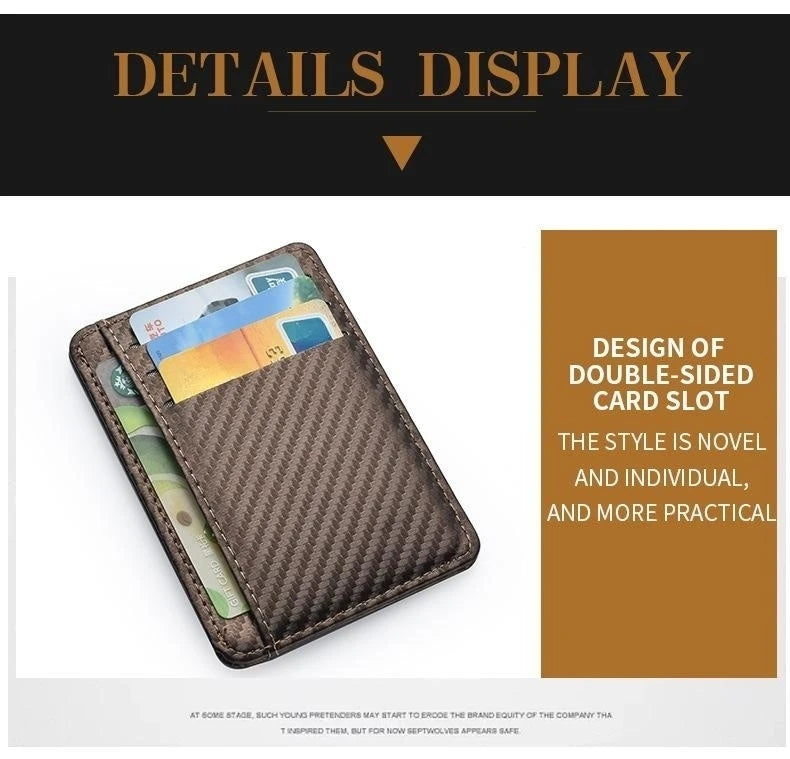 Men's Slim Minimalist Front Pocket Wallets Credit Card Holder Portable Leather Wallets