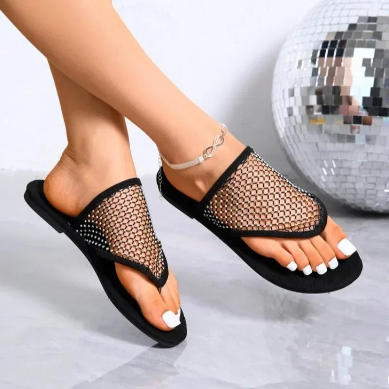Women Slippers Trend Hollow Sexy Flats Bottom Slippers Summer New Flat Bottom Sandals Flip Flops Slides Women Zapatos De Mujer