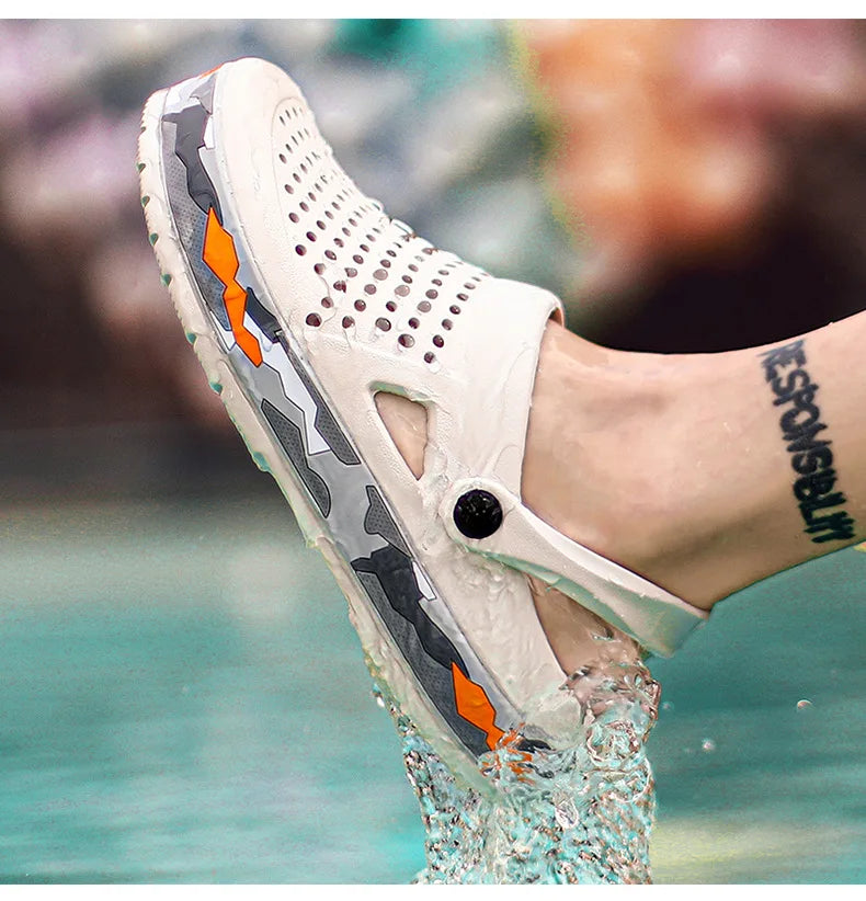 Slippers for men in summer, wearing breathable sandals outside the head, outdoor cooldown, anti slip beach, straight drag