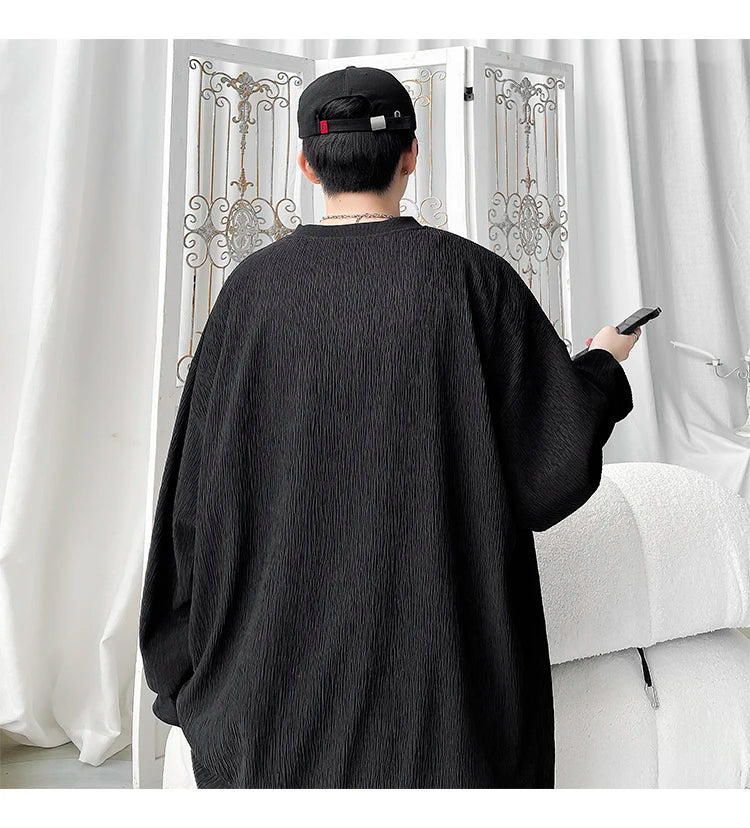 Men's High Street Long Sleeve T-Shirt - Trendy Casual Top Loose Fit Comfortable Wear, Modern Minimalist Style, Everyday Essentia