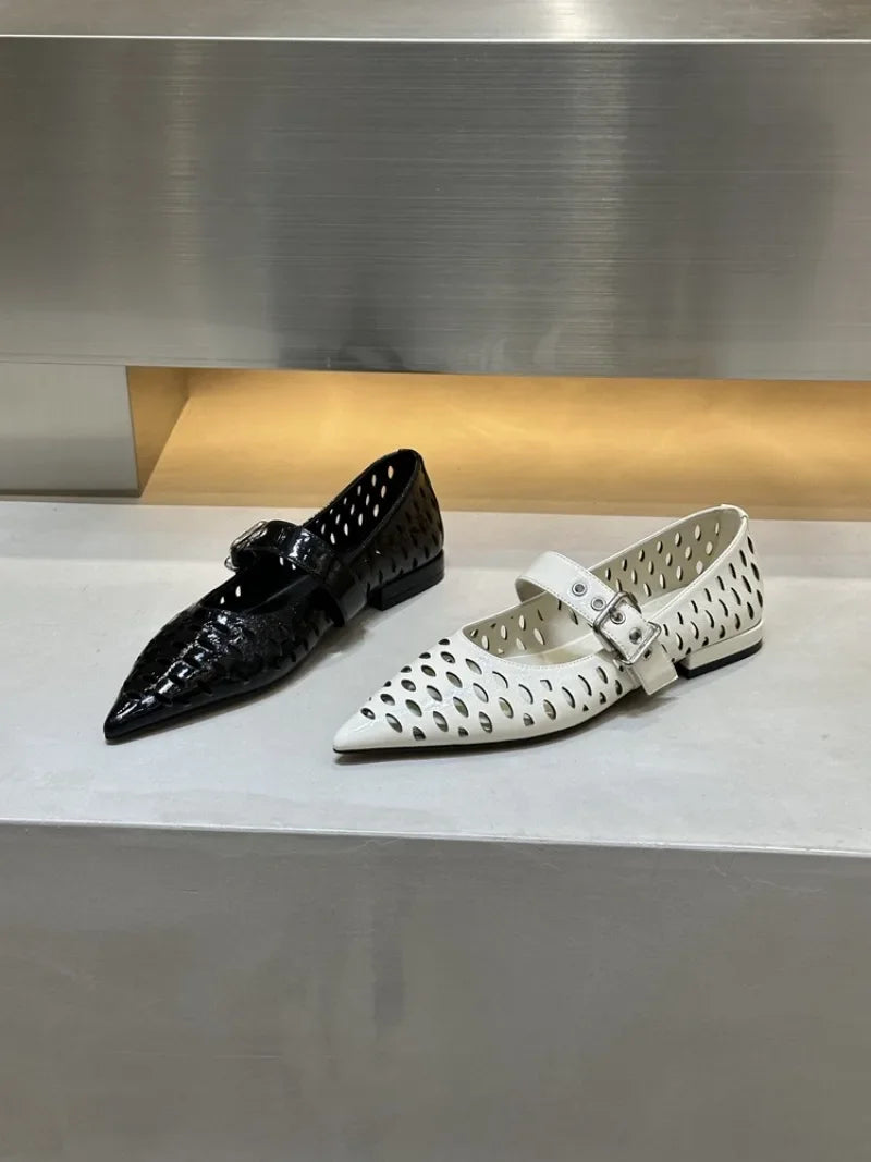 Women Sandals Pointed Toe  Flats Hollow Loafers Shoes Fashion Elegant Summer Woman Shoes Brand Casual Cozy Женские Сандалии