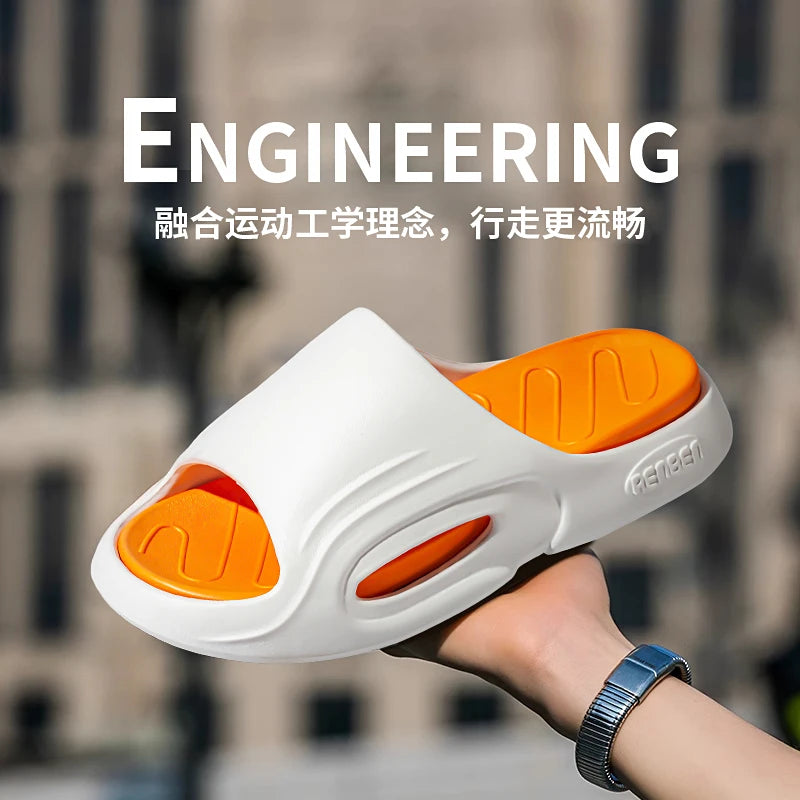New Men Slippers Slides with a Sense High Aesthetic Value External Wear Anti Slip Thick Bottom, Beach Cool Slippers for Men