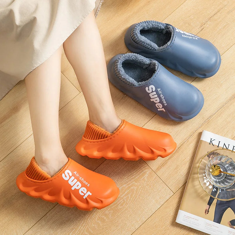 Winter Men Women Warm Slippers Cotton Slippers Outdoor Indoor Warm Shoes Men's Couple Home Bedroom Plush Slippers Big Size 46 47