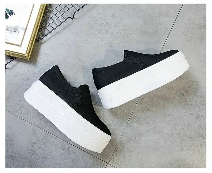 Women Flat Platform Canvas Shoes Flats Woman Casual Sneakers Girls Student Thick Soled Loafers Ladies Slip on tenis de mujer