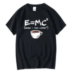 Men's T-shirt 100% Cotton Casual Funny Energy=Milk+Coffee Print Loose O-neck Cool Top For Men Short Sleeve Summer Male Tees