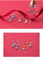 Modian New Blue Crystal Round Eyes Dangle Earrings for Women 925 Sterling Silver Gold Color Fashion Party Jewelry Gifts