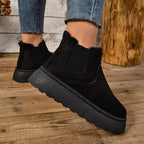 Winter Women Short Plush Warm Snow Boots Casual Shoes  New Suede Fur Chelsea Ankle Boots Flats Platform Ladies Shoes Botas