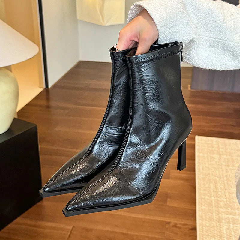 High Heel Women Ankle Boots Fashion Pointed Toe Autumn Winter Ladies Elegant Mordern Short Booties