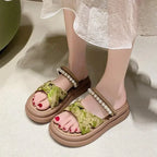 Designer Shoes Woman 2025 Slippers Casual Pantofle Low Platform Female Beach Luxury Summer New Sabot Slides Fabric Scandals Rome