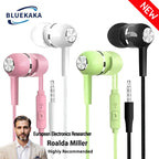 3.5mm Wired Headphones In Ear Headset Wired Earphones with Microphone Bass HiFi Stereo Earbuds Sports Music Gaming For Phones PC